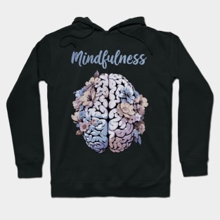 Mindfulness, cultivating Mental Health and Wellness, blue color floral brain Hoodie